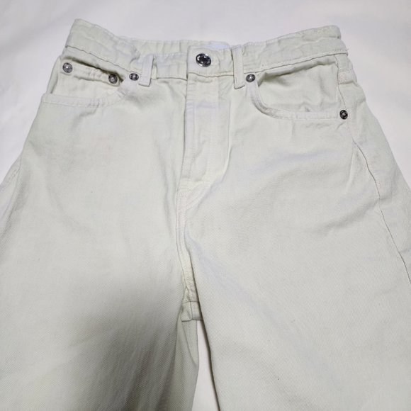 Zara Ivory Off White High Rise Straight Leg Crop Jeans - Picture 4 of 7